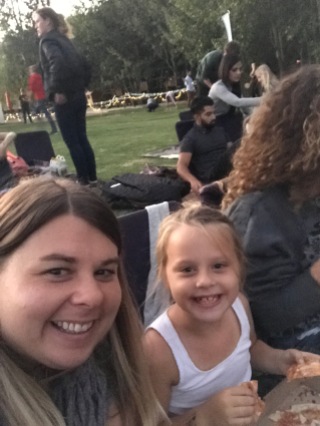 Twins at the outdoor movie